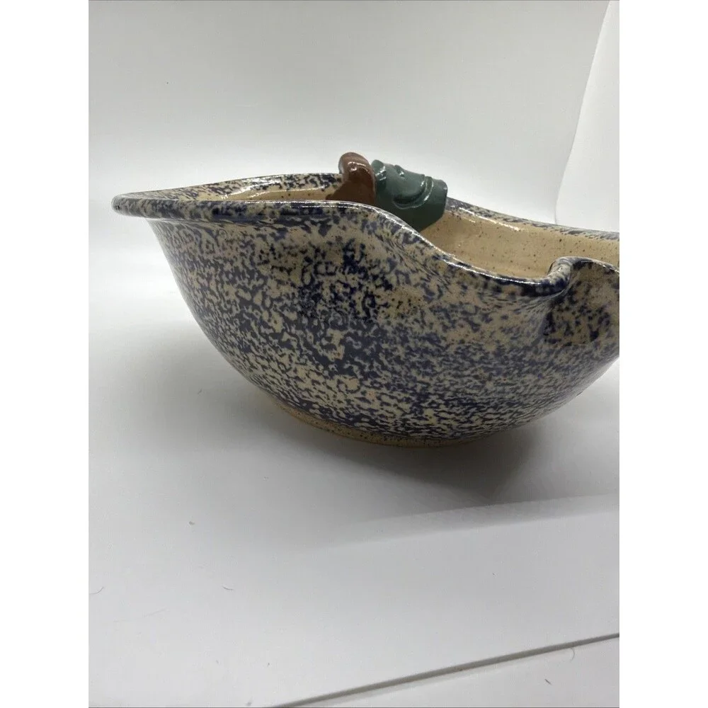 Three Rivers Studio Pottery Spongeware Glazed Apple Bowl